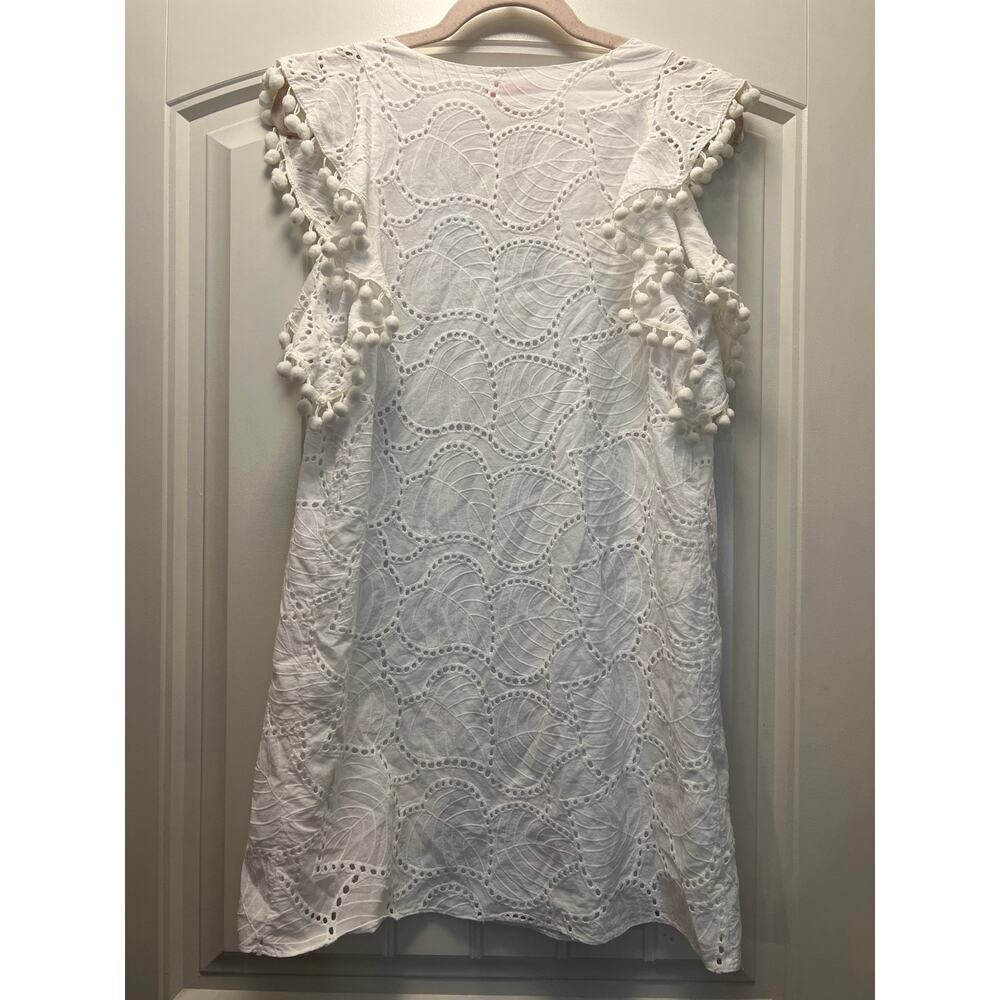 Lilly Pulitzer Women’s Astara Mini Shift Dress Leaf Eyelet Pom-Pom Size XS White - Picture 5 of 5